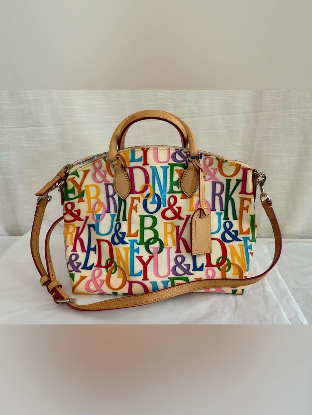 Dooney & Burke Vintage Y2K Multicolor Letter Logo Rainbow Graffica Print Satchel